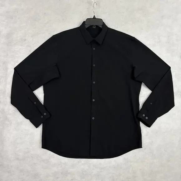 Lululemon Mens Large Airing Easy Long Sleeve Shirt Black Vented Performance - Picture 3 of 9